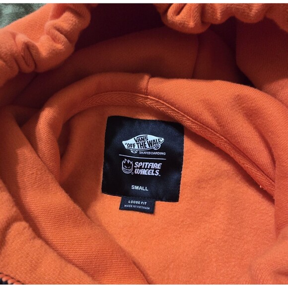 VANS Spitfire Wheels Pullover Hoodie Flame Orange Size Small NEW - Picture 6 of 6